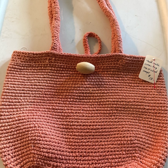 Handbags - Handmade Pink Crochet Tote Bag